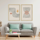 Conjunto 2 Quadros Com Moldura Símbolos Abstratos