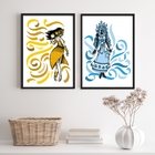 Conjunto 2 Quadros Decorativos Iemanjá e oxum 45x34cm Moldura