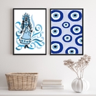 Conjunto 2 Quadros Decorativos Oxum Olho grego 45x34cm - Com
