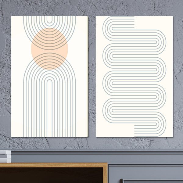 Conjunto 2 Quadros Decorativos Tela Em Lona Arte Abstrata Min