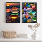 Conjunto 2 Quadros Pedras Coloridas- Ilha De Creta 33x24cm -