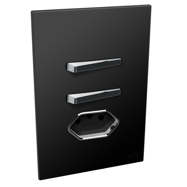 Conjunto 2 Simples + 1 Tomada 10a - Jnx Legacy R - Preto Fosc