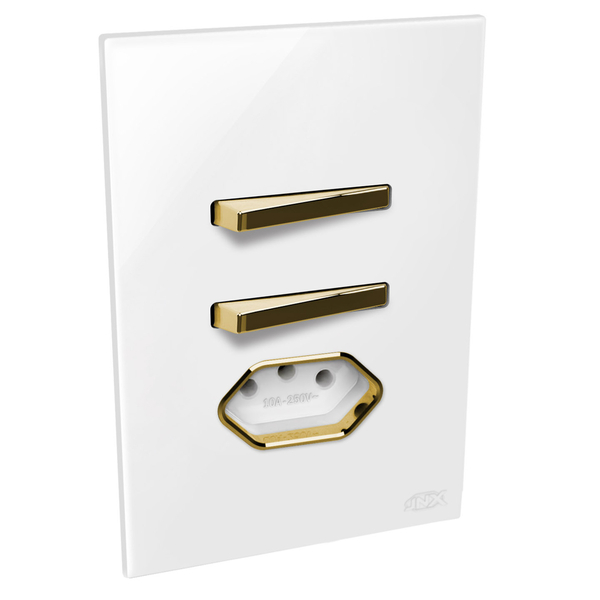 Conjunto 2 Simples + 1 Tomada 20a - Jnx Legacy R - Branco E D