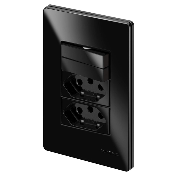 Conjunto 2 Simples + 2 Tomadas 20a - Infiniti - Preto Ebony M