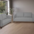 Conjunto 2 Sofás 3 E 2 Lugares Tecido Poliéster Fun Cinza Esc