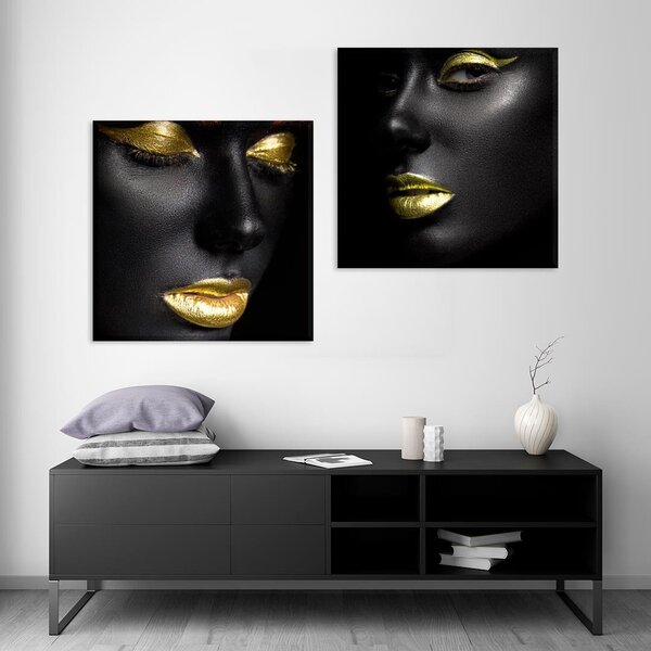 Conjunto 2 Telas Decorativas Quadrada Girls Gold