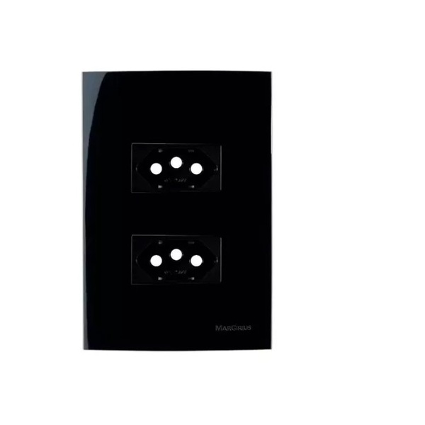 Conjunto 2 Tomada 2p+t 20a 4x2 Preto Ebony Clean Margirius