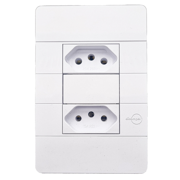 Conjunto 2 Tomada 4x2 2P + Terra 20A Branco Dicompel