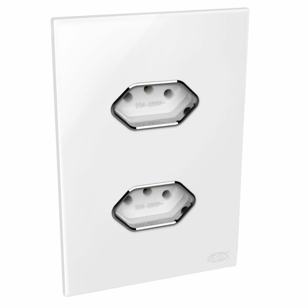 Conjunto 2 Tomadas 10a - Jnx Legacy - Branco E Cromado Lbc49