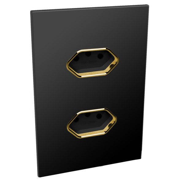 Conjunto 2 Tomadas 20a - Jnx Legacy - Preto Fosco E Dourado L