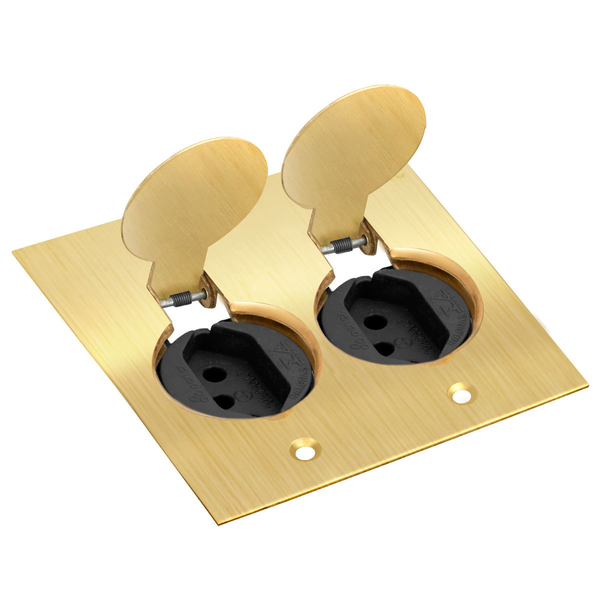 Conjunto 2 Tomadas 20a Preta De Piso 4x4 – Latão – Tpl020