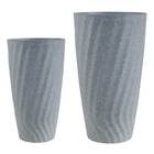 Conjunto 2 Vasos Decorativos De Fiber Clay Cinza Mg0016 Btc