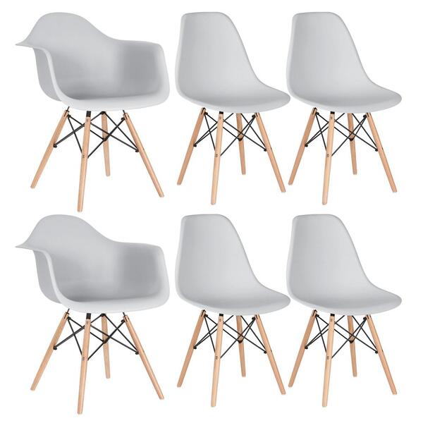 Conjunto 2 X Cadeiras Eames Daw Com Braços + 4 Cadeiras Eiffe