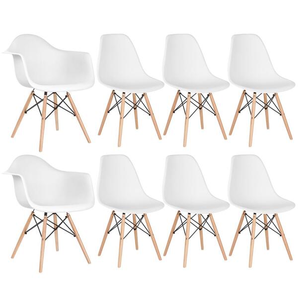 Conjunto 2 X Cadeiras Eames Daw Com Braços + 6 Cadeiras Eiffe