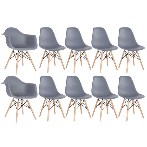Conjunto 2 X Cadeiras Eames Daw Com Braços + 8 Cadeiras Eiffe