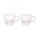Conjunto 2 Xícaras Café Dupla Parede Vidro Heart 80ml Lyor