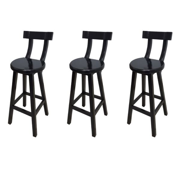 Conjunto 3 Bancos Altos Girafa Com Encosto Em Madeira De Lei