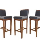 Conjunto 3 Banquetas Alta Em Madeira Maciça Libéria  Pinhão/c