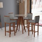 Conjunto 3 Banquetas Alta Em Madeira Maciça Libéria  Pinhão/c