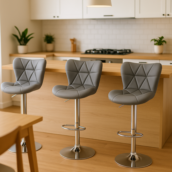 Conjunto 3 Banquetas Altas Com Encosto Para Cozinha Americana