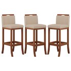 Conjunto 3 Banquetas Altas Em Madeira Maciça Londres  Pinhão