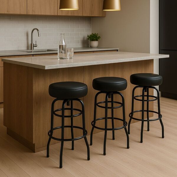 Conjunto 3 Banquetas Giratória Bar Para Bancada Média Altura