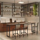 Conjunto 3 Banquetas Industrial Em Aço E Mdf Yescasa Grafite/