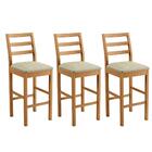 Conjunto 3 Banquetas Jade 02 Madeira Maciça Jcm Linho Bege