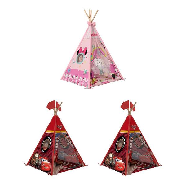 Conjunto 3 Cabana Tenda Infantil Lens Vermelho E Rosa Menino