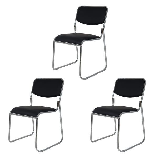 Conjunto 3 Cadeiras Dakkar Preta Para Mesa De Jantar Escritór