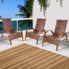 Conjunto 3 Cadeiras De Área Externa Varanda E Jardim Em Junco