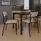 Conjunto 3 Cadeiras Estofadas Fixa Empilhável Fit Areia Corri