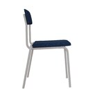 Conjunto 3 Cadeiras Estofadas Fixa Empilhável Fit Azul / Bran