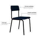 Conjunto 3 Cadeiras Estofadas Fixa Empilhável Fit Azul Corrie