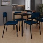 Conjunto 3 Cadeiras Estofadas Fixa Empilhável Fit Azul Corrie