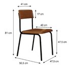 Conjunto 3 Cadeiras Estofadas Fixa Empilhável Fit Caramelo /