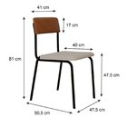 Conjunto 3 Cadeiras Estofadas Fixa Empilhável Fit Palha Corri