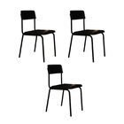 Conjunto 3 Cadeiras Estofadas Fixa Empilhável Fit Preto / Pre
