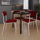 Conjunto 3 Cadeiras Estofadas Fixa Empilhável Fit Vermelho Vi