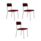 Conjunto 3 Cadeiras Estofadas Fixa Empilhável Fit Vermelho Vi