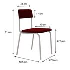 Conjunto 3 Cadeiras Estofadas Fixa Empilhável Fit Vermelho Vi