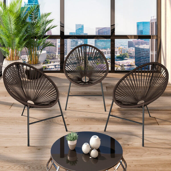 Conjunto 3 Cadeiras Para Area Externa Acapulco Em Aço Carbono