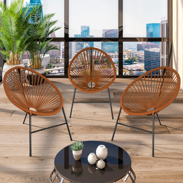 Conjunto 3 Cadeiras Para Area Externa Acapulco Em Aço Carbono