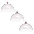 Conjunto 3 Cúpulas Para Bolo Torta Doces Plástico 30cm Rosa P