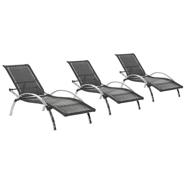 Conjunto 3 Espreguiçadeira Em Aluminio E Fibra Sintetica Recl