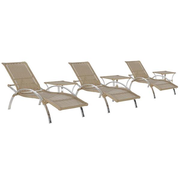 Conjunto 3 Espreguiçadeira Em Aluminio Ipanema E 3 Mesa De Ce