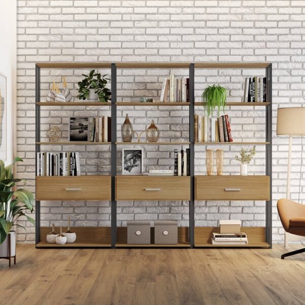 Conjunto 3 Estantes Para Livros 1 Gaveta Emoção Candian Espre