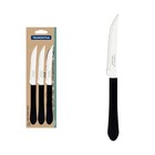 Conjunto 3 Facas Leme Preta Tramontina Aço Inox