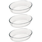 Conjunto 3 Formas Assadeiras Pequenas De Vidro Temperado Oval