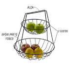 Conjunto 3 Fruteiras Redondas Duplas De Mesa Bancada Alça